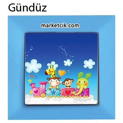 Mutlusan Candela Kids Train Mavi Tekli Anahtar Priz