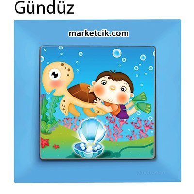 Mutlusan Candela Kids Caretta Mavi Tekli Anahtar Priz