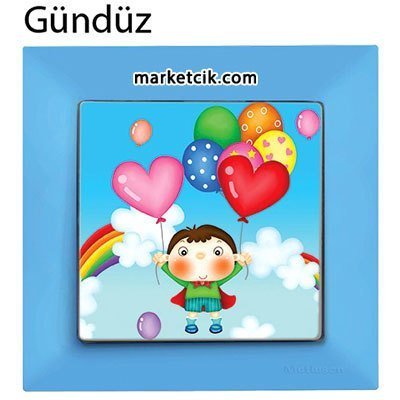 Mutlusan Candela Kids Love Mavi Tekli Anahtar Priz