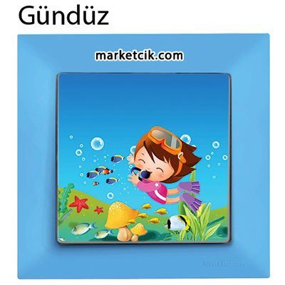 Mutlusan Candela Kids Diver Mavi Tekli Anahtar Priz