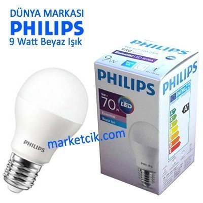 Philips Essential 9 Watt Led Ampul Beyaz Işık 6500K E27, 12 Adet