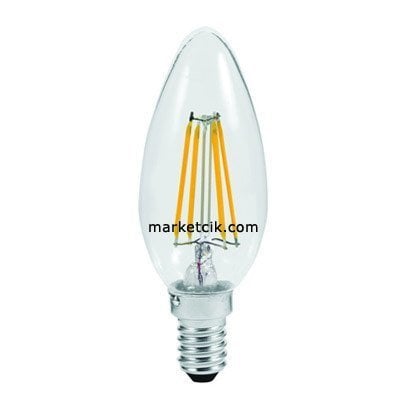 4 Watt E14 Duy Led Filament Ampul, İnce Duy Mum Model Led Ampul