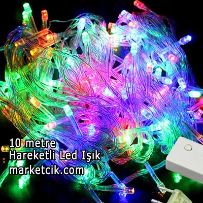 10 Metre 100 Ledli Hareketli İç Mekan Led Kordon Ağaç Işığı, Dekoratif Led Yılbaşı Aydınlatma, Sarı-Beyaz-Mavi-Kırmızı-Yeşil-Mor-RGB Işık