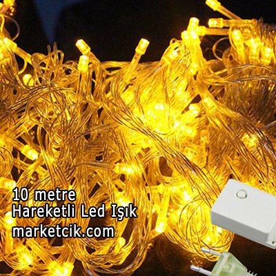 10 Metre 100 Ledli Hareketli İç Mekan Led Kordon Ağaç Işığı, Dekoratif Led Yılbaşı Aydınlatma, Sarı-Beyaz-Mavi-Kırmızı-Yeşil-Mor-RGB Işık