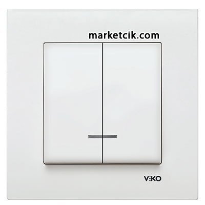 VİKO by Panasonic Karre Beyaz Işıklı Komütatör 2 li Anahtar Priz
