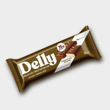 DELLY ÇİKOLATA KAPLI YÜKSEK PROTEİNLİ BAR - CAPPUCCİNO AROMALI (12 ADET)