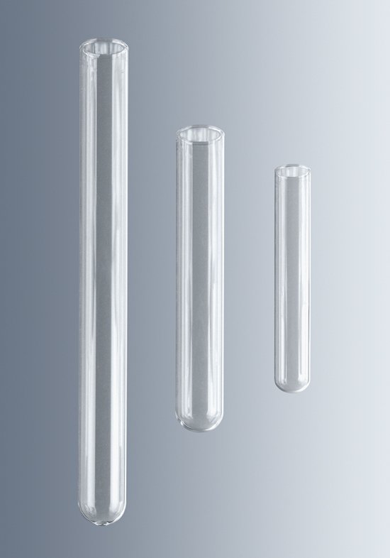 Test Tüpü, Cam, Borosilicate Cam, Dibi Yuvarlak, Taksimatsız, 25x150 mm - 100 Ad.