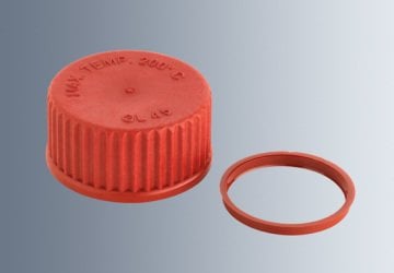 Otoklavlanabilir Cam Şişeler için Kırmızı Kapak, Teflon, GL32 - 10 Ad.
