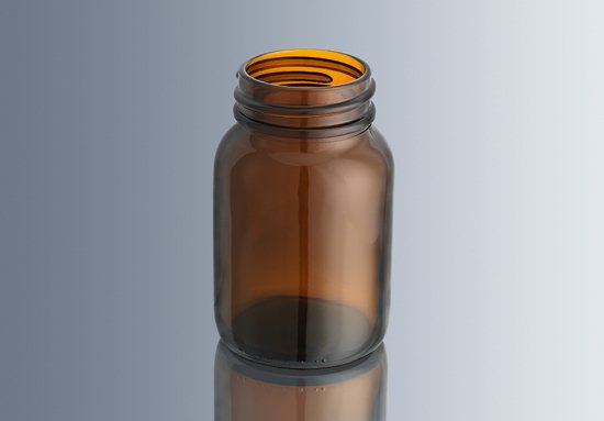 Şişe, Cam, Geniş Boyunlu, Kapaklı, Amber, 100 ml