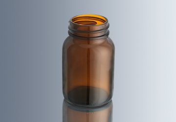 Şişe, Cam, Geniş Boyunlu, Kapaklı, Amber, 100 ml