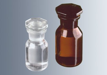Çözelti Şişesi, Cam, Şilif Cam kapaklı, Geniş Boyunlu, Amber, 100 ml