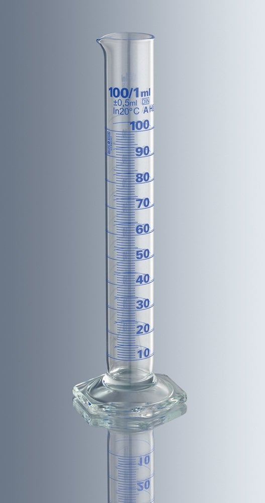Mezür, Cam, B Sınıfı, Kısa Form, Mavi Renk Taksimatlı, 250 ml
