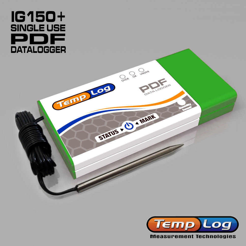 iG-150+THE Tek Kullanımlık PDF Sıcaklık, Nem ve Harici Sıcaklık Kayıt Cihazı