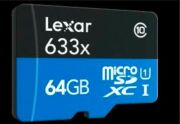 Lexar 64GB 633x MicroSDHC Hafıza Kartı