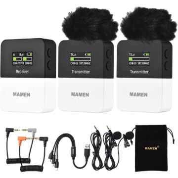 Mamen KT-W1 Wireless Microphone (1x Receiver 2x Transmitter)