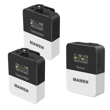 Mamen KT-W1 Wireless Microphone (1x Receiver 2x Transmitter)