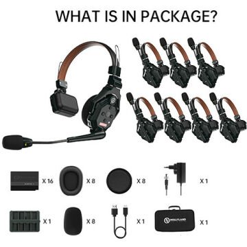 Hollyland Solidcom C1 Pro-8S Full-Duplex ENC Wireless Intercom System with 8 Headsets (1.9 GHz)