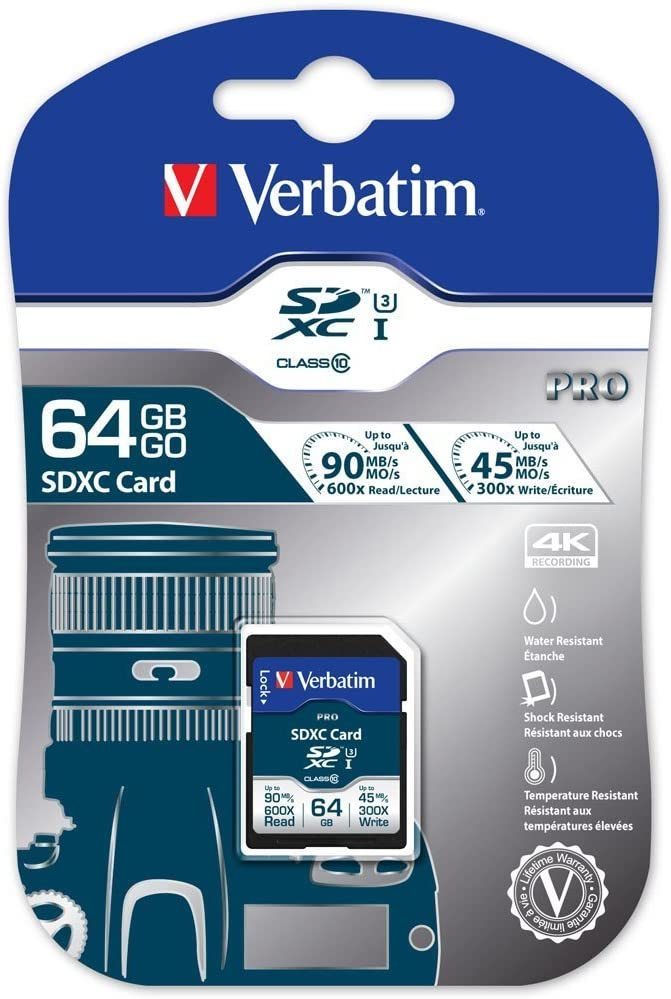 Verbatim 64GB 90MB/S SD Pro Class 10 UHS-I