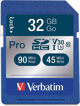 Verbatim 32GB 90MB/S SD Pro Class 10 UHS-I (READ 90MB/SEC, WRITE 45MB/SEC)