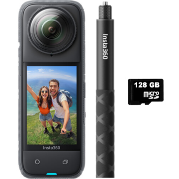 Insta360 X4 + 114cm Selfie Stick + 128GB MicroSDXC Hafıza Kartı