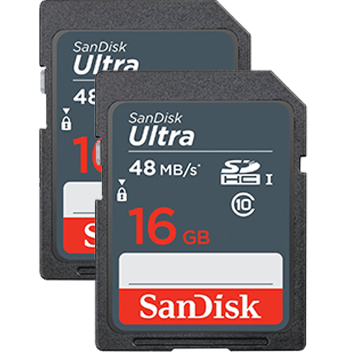 Sandisk 16GB Ultra SDHC 48MB/s Class 10 UHS-I Hafıza Kartı (2'li Paket)