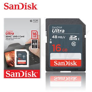 Sandisk 16GB Ultra SDHC 48MB/s Class 10 UHS-I Hafıza Kartı
