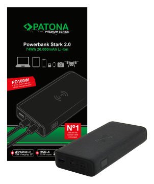 Patona 9987 Premium Powerbank Stark 2.0 PD100W 20000mAh, QI wireless charging, 2xUSB-C 1xUSB-A connector