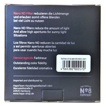 No8 Company 49mm Nano Variable Density ND 2-32 Filtre