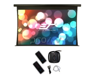 Elite Screens Saker Tab Tension 16:9 Siyah Elektrikli Projeksiyon Perdesi 299x168 TopDrop 15 cm