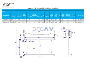 Elite Screens Evanesce Tab Tension B Series 16:9 Tavan Gömme Projeksiyon Perdesi 222x125 TopDrop 30 cm