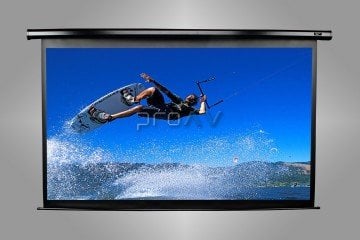 Elite Screens Spektrum Siyah Elektrikli Projeksiyon Perdesi Ekonomi 244x137 TopDrop 20 cm