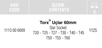 İzeltaş 1113 - 1/2'' Lokmalı Torx Um Takımı 9 Parça