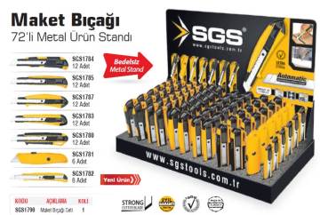 SGS 1790 Maket Bıçağı Ürün Stand Seti 72 Parça