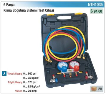 NT TOOLS NTH1035 - Klima Soğutma Sistemi Test Cihazı 6 Parça