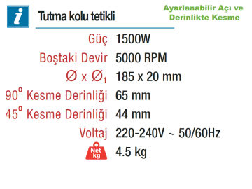 VIDO 185mm Daire Testere 1500 Watt (WD011230185)