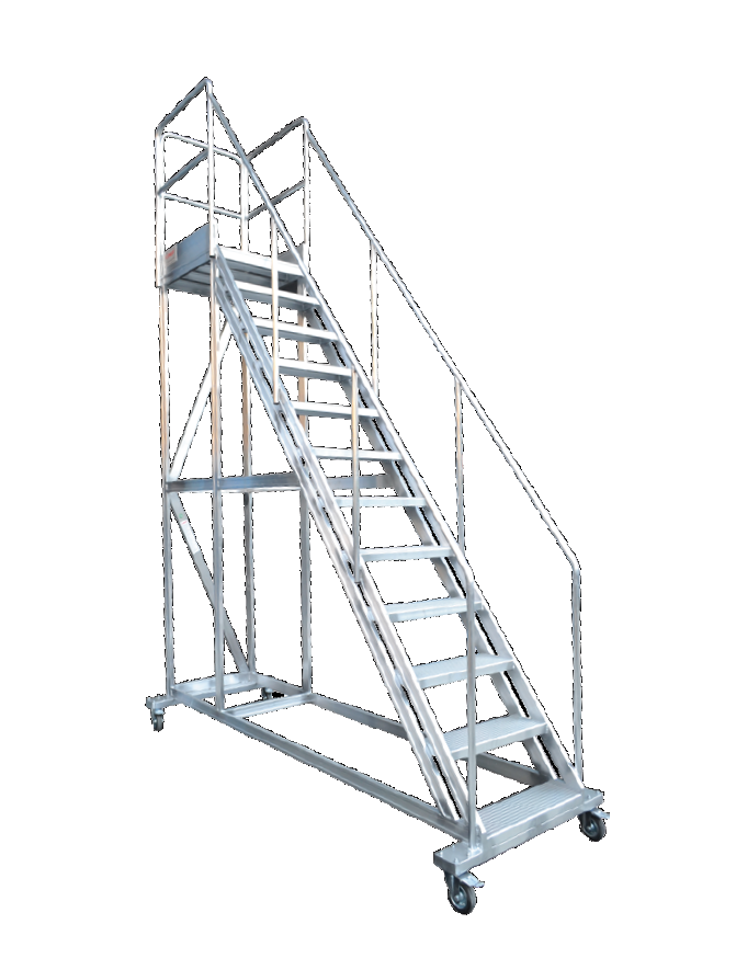 Alüminyum Tek Çıkışlı Korkuluklu Platform Merdivenler