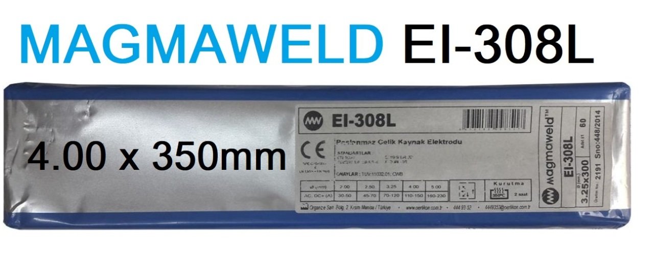 4.00 x 350mm MAGMAWELD EI-308L Paslanmaz Elektrod (60 Adet)