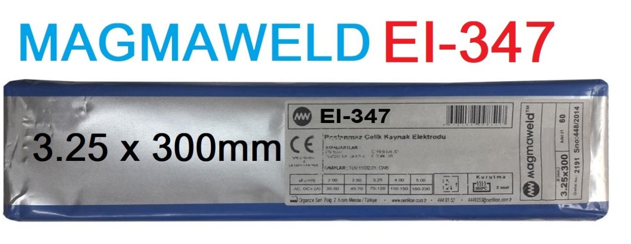 3.25 x 300mm MAGMAWELD EI-347 Paslanmaz Elektrod (60 Adet)