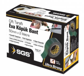 SGS 2545 Çift Taraflı Eva Köpük Bant 50mm / 2 Metre