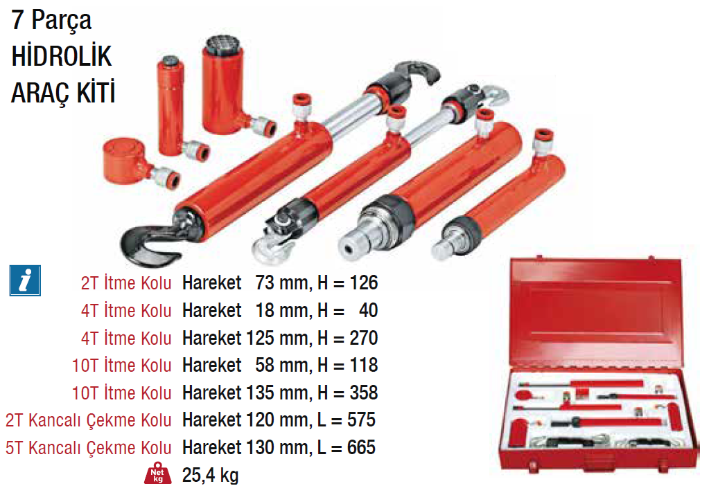 GAR TOOL 7 Parça Hidrolik Oto Kaporta Doğrultma Seti