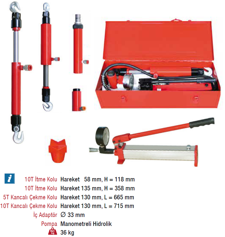 GAR TOOL 10 Ton Hidrolik Oto Kaporta Doğrultma Seti