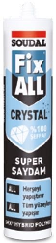 SOUDAL FIX ALL CRYSTAL POLİMER MASTİK % 100 KRİSTAL ŞEFFAF 290 ml (12 Adet)