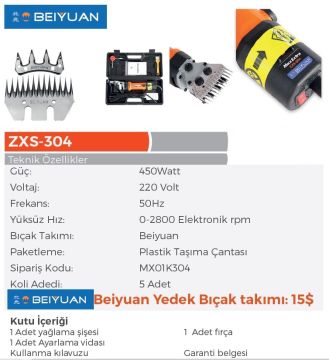 MAX EXTRA ZXS-304 Koyun Kırkma Makinesi 450Watt / 220 Volt (Beiyuan Marka Bıçaklı)