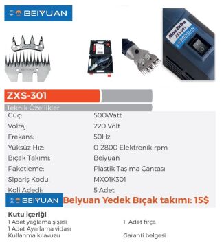 MAX EXTRA ZXS-301 Koyun Kırkma Makinesi 500 Watt / 220 Volt (Beiyuan Marka Bıçaklı)