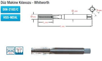 MAİER Düz Makine Kılavuzu - Whitworth (DIN-2182/C) (HSS-M2AL)