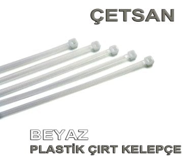 ÇETSAN Beyaz Çırt Plastik Kelepçe - Plastik Kablo Bağları / 100 Adet