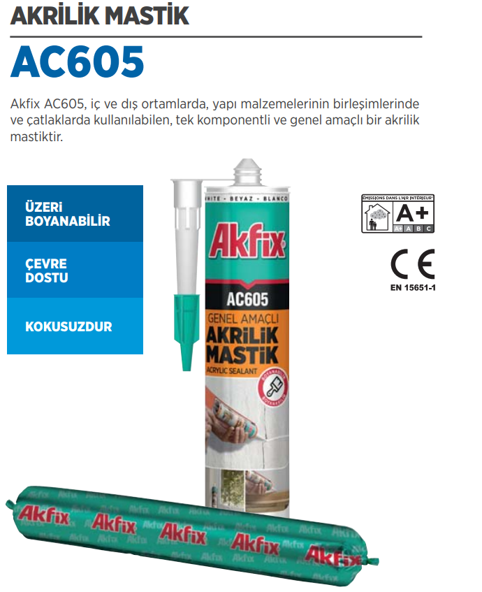AKFİX AC605 Akrilik Mastik 310 ML Beyaz ( 24 Adet )