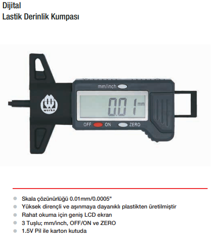 WERKA Dijital Lastik Derinlik Kumpası