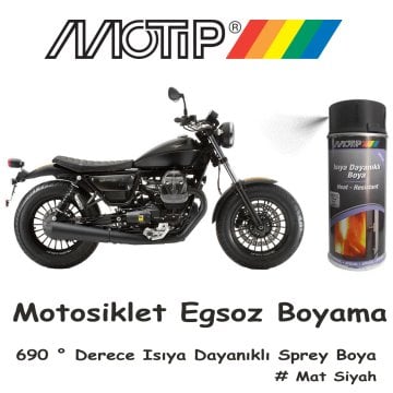 Motip Mat Siyah 690° Derece Isıya Dayanıklı Yanmaz Sprey Boya 400 ML (Egsoz Boyası)