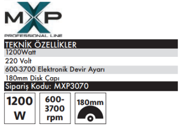 MAX EXTRA MXP3070 Elektrikli Polisaj 180mm 1200 Watt